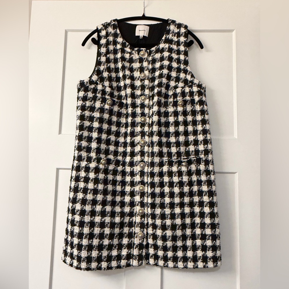 New Chic and Classic Reformation Tropez Tweed Shift Dress Black Checkered - Picture 6 of 11